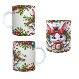 Bedrukte koffie beker - thee mok - kerst haas - haasje