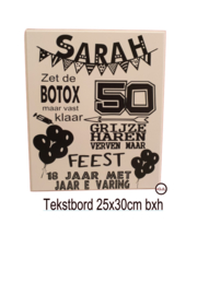 Tekstbord  Sarah 50 jaar - Feest - Kado - Jublieum