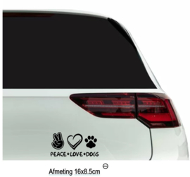 Auto raam sticker Peace Love Dogs
