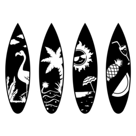 Muursticker - decortief Wall Art- Surfen - Surfboeards