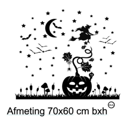 Sticker Halloween set 1 hekje op bezem