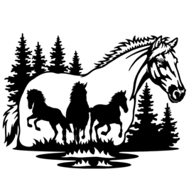 Muur sticker - paarden -  auto - aanhanger sticker  - decoratief Wall art