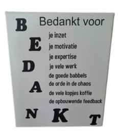 Tekstbord Bedankt voor je inzet