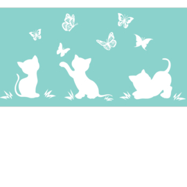 Raam sticker 3 poezen met vlinders