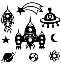 Muur - raam sticker astronaut - raket - space - ster - maan - jongenskamer
