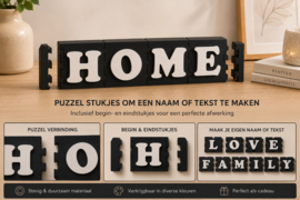 Gepersonaliseerde Puzzelstukjes met Uitneembare Letters  z/w