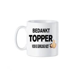 Koffie beker - thee mok Bedankt topper