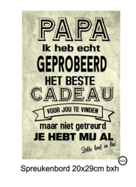 Spreukenbord Papa ik heb geprobeerd