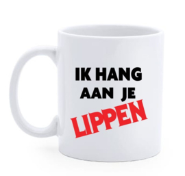 Bedrukte beker / mok tekst ik hang aan je lippen -verjaardag - geschenk