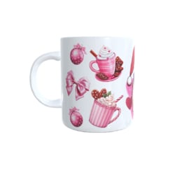 Bedrukte koffie beker kerst - christmas - pink - kerstman - roze -