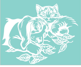 Raam - Muur sticker Hond en Poes - Wall art - Decoratief - 37x30 cm bxh