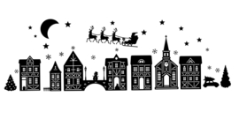 Kerst - winterland raam sticker huisjes - sterren - maan