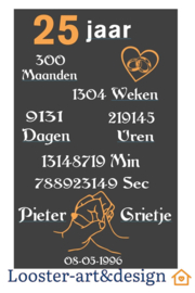 25 jaar getrouwd Huwelijksbord gepersonaliseerde cadeaus