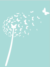 Muursticker  paardenbloem vlinders -  dandelion  afmeting 40x50 hxb