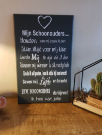 Tekstbord Mijn schoonouders