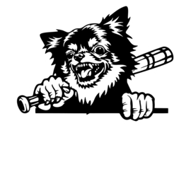 Raam - Auto sticker Boze hond  -Gein -  Dog  met knuppel   - Alarm - Waarschuwing