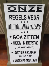 Tuinbord onze regels in gronings