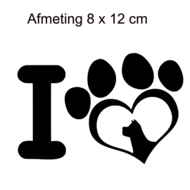 Sticker Hart met poot en hondenkop