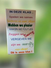 Tekstbord in deze klas