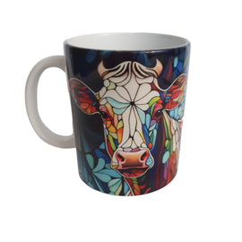 Beker Koe - Cow - Boerderij - Stained glass - Verjaardag geschenk- Mug - Moederdag - Vaderdag - Boer - Boerin