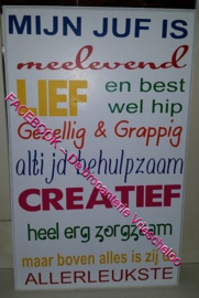Tekstbord voor juf