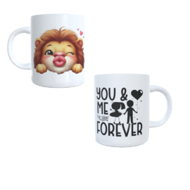 Bedrukte koffie beker -thee mok - tekst forever - afbeelding dier - liefde