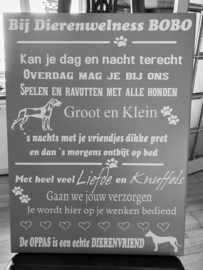 Tekstbord  Honden trimsalon op verzoek gemaakt met naam