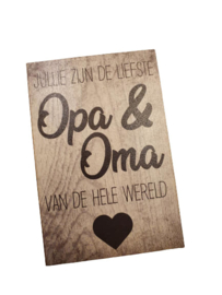 Houten kaart Opa en Oma   - Vader -  Moeder - Vaderdag  - Moederdag - Verjaardag - Geschenk