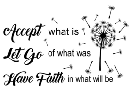 Muur sticker - raam sticker tekst  Accept what is met bloem