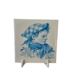 Bedrukte tegel  jongen in blauwe tinten