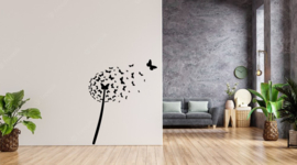 Muursticker  paardenbloem vlinders -  dandelion  afmeting 40x50 hxb