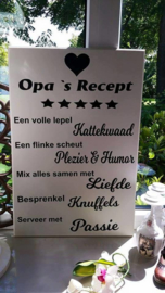 tekstbord   Opa`s recept