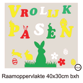 Raamstickers Vrolijk Pasen in vrolijke kleurtjes