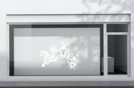 Raamsticker Paashaasjes - Pasen - Decoratief - Raam-  decoratie Looster-art&design