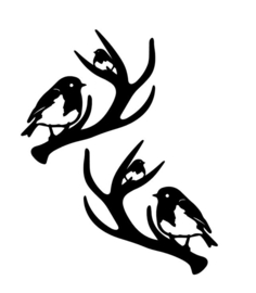 Raam - Muur sticker vogels op een hoorn set van 2 stuks