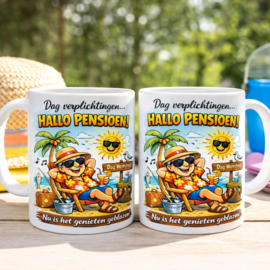 Pensioen Mok Man 330 ml – Cadeau Pensioen Man – Grappige Mok Hallo Pensioen – Afscheid Collega