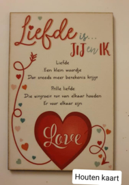 Houten kaart Liefde - Valentijn  - Verjaardag - Geschenk