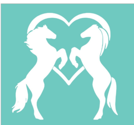 Muur / Raam sticker 2 paarden in een hart - Woonkamer - Slaapkamer - Auto - Aanhanger