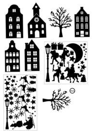 Statische raamstickers combi sint en kerst