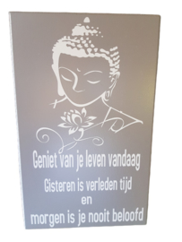 Tekstbord Boeddha  geniet van je leven vandaag