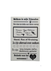 Tekstbord trimsalon - Dieren - knippen - trimmen