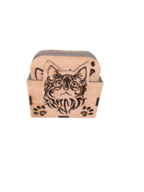 Houten onderzetters poezen - poes incl houder