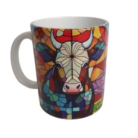 Beker Koe - Cow - Boerderij - Stained glass - Verjaardag geschenk- Mug - Moederdag - Vaderdag - Boer - Boerin