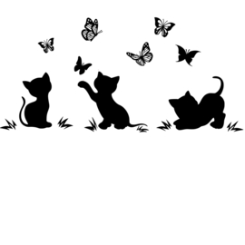 Raam sticker 3 poezen met vlinders