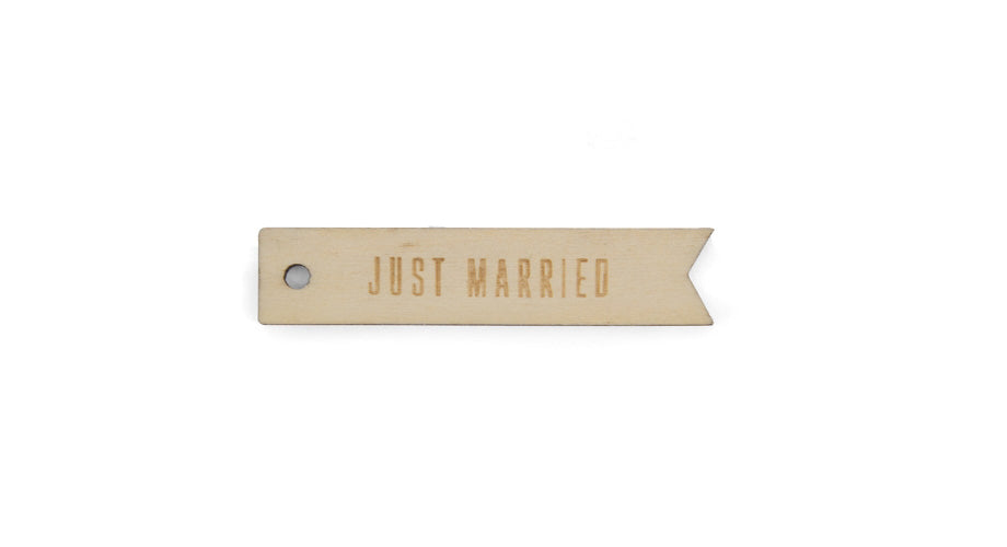 Cadeaulabel hout Just Married
