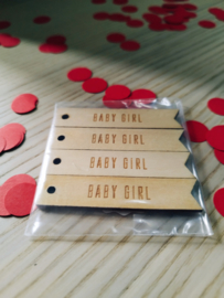 Cadeaulabel hout baby girl