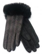 Handschoenen rip met bont ( zwart )