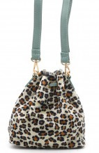 Tasje met Leopard print 19x18x10 Wit-licht blauw