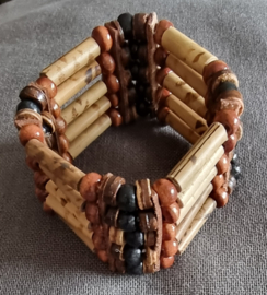 Dames armband Kralen ( Licht bruin / donkerbruin / Zwart
