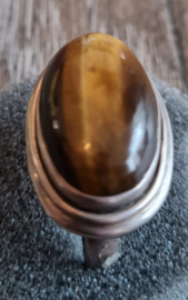 Zilveren damesring met Tijgeroog